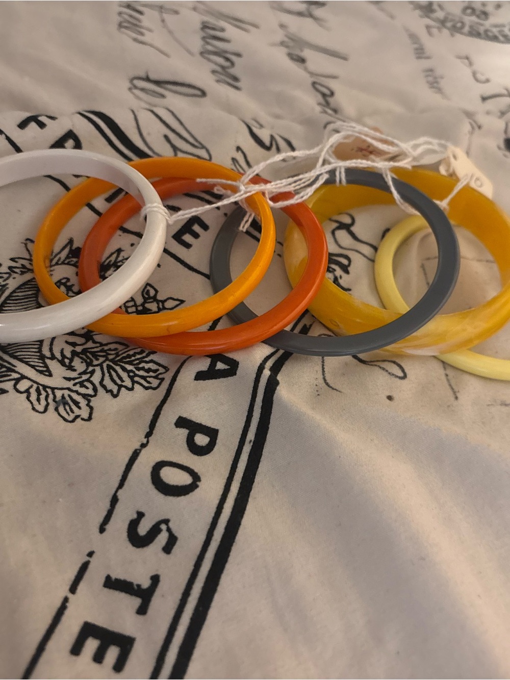 Colorful Resin Bangle Set - Yellow, Orange, Gray, White - Picture 3 of 3